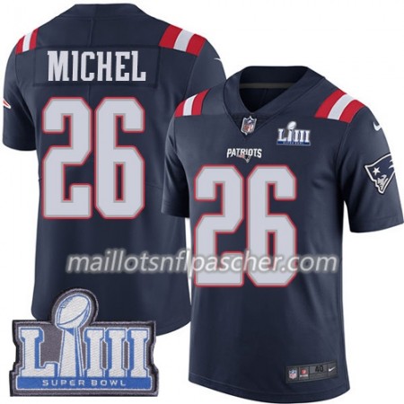 Maillot New England Patriots Sony Michel 26 Nike Bleu 2019 Super Bowl LIII - Homme